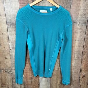 Standard Cloth Urban Outfitters Teal Blue Waffle Knit Thermal Long Sleeve Shirt